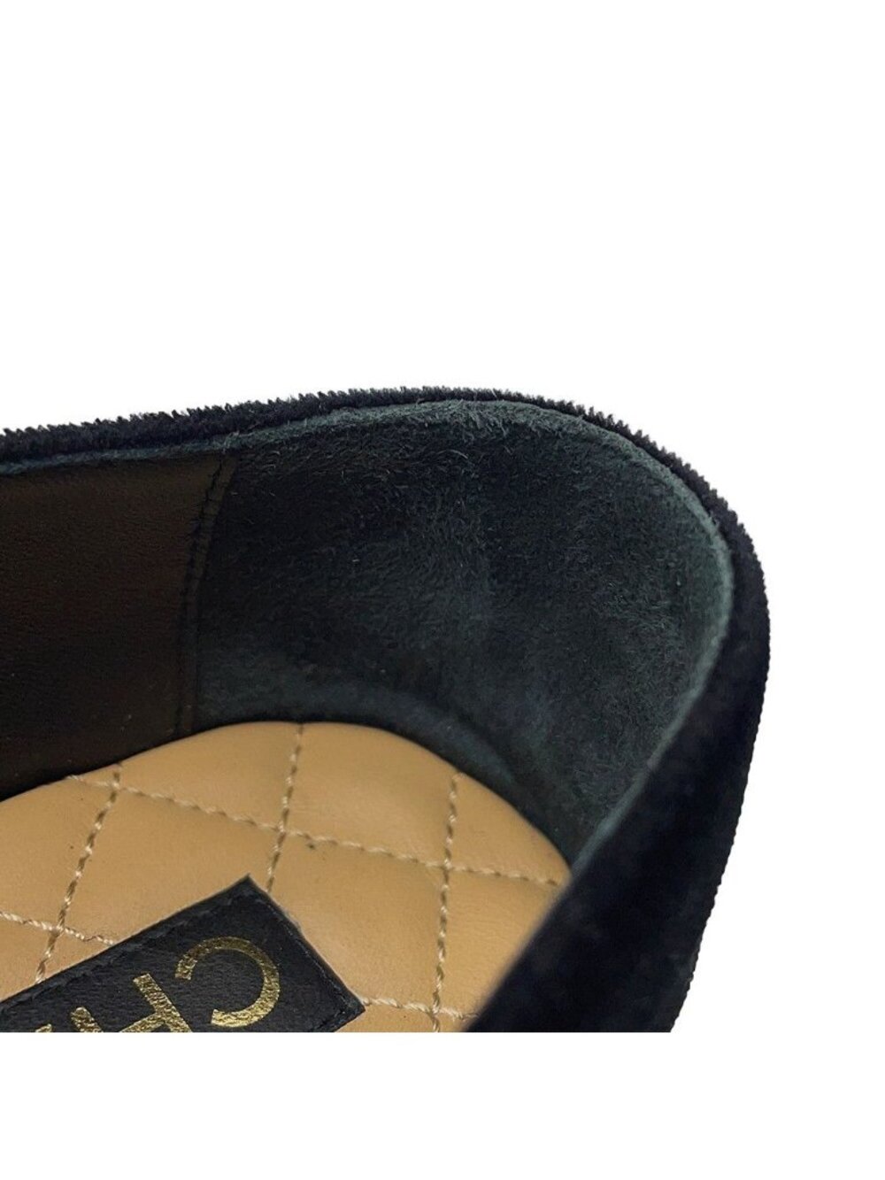 Chanel Espadrilles CC Logo Flat Shoes Velvet Raffia 39c Slip on Black - Picture 10 of 10